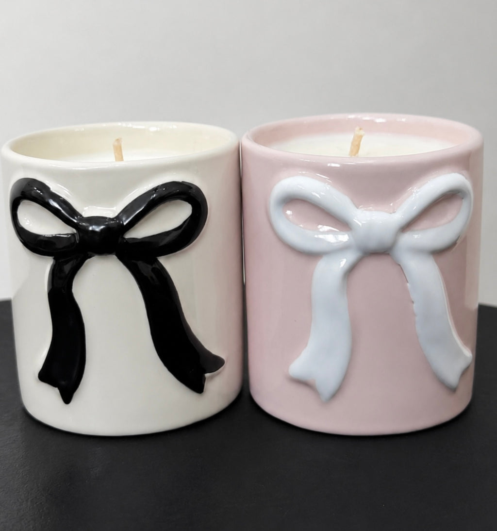 BABY BOW CANDLE Pink and White