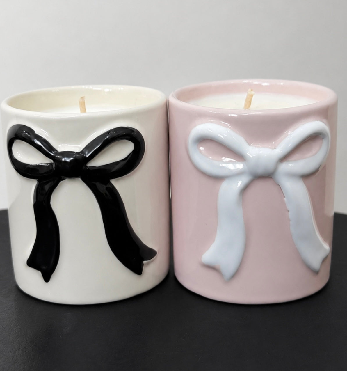 BABY BOW CANDLE Pink and White