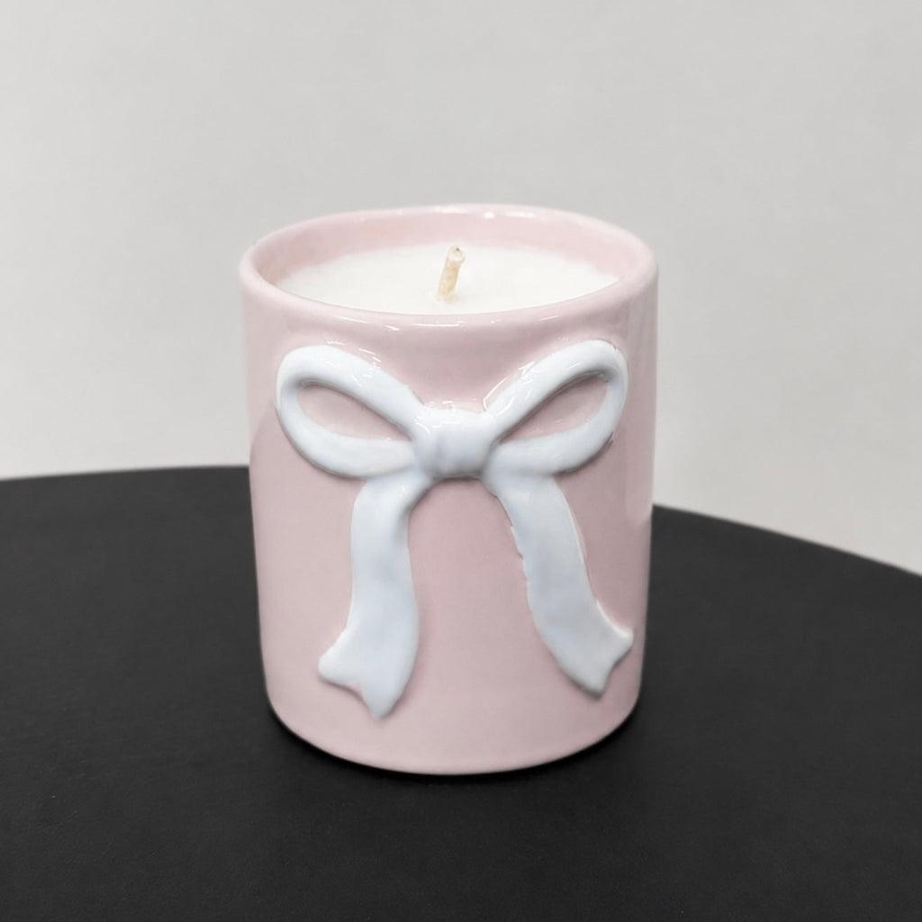 BABY BOW CANDLE Pink and White