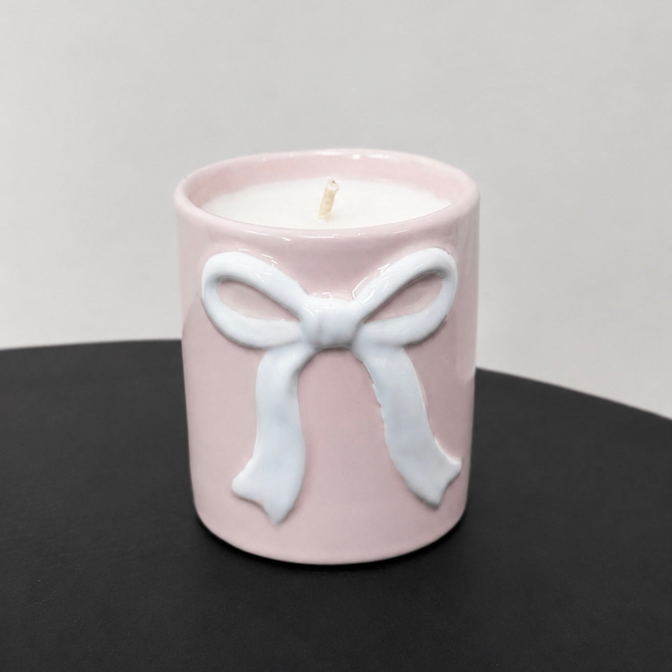 BABY BOW CANDLE Pink and White